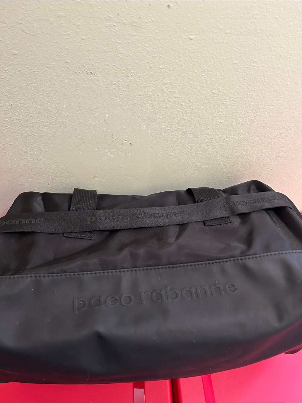 Paco Rabanne Black Duffel Bag with Embossed Logo